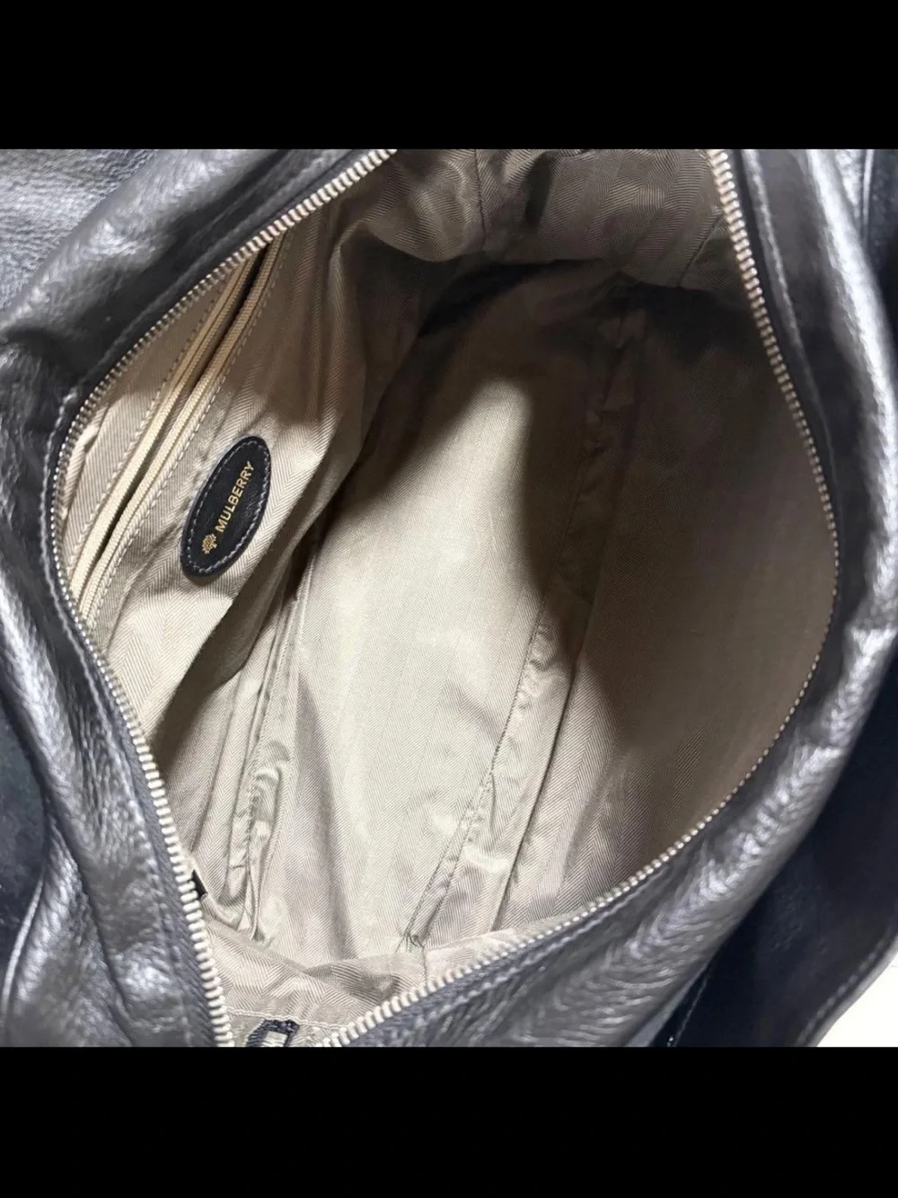 Mulberry White and Black Leather Buckle Satchel